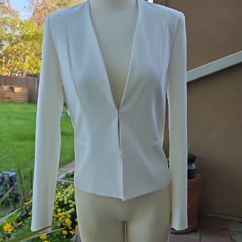 Tahari White Open-Front Blazer Jacket - Picture 5 of 8